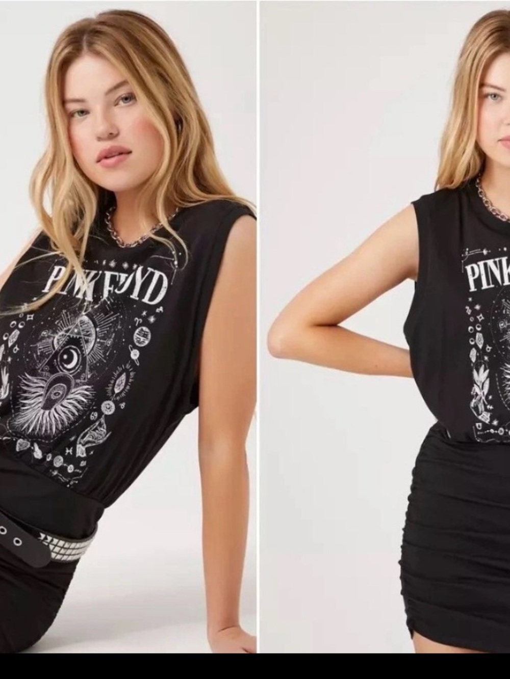NWT- M - Pink Floyd Graphic Muscle dress   - Black